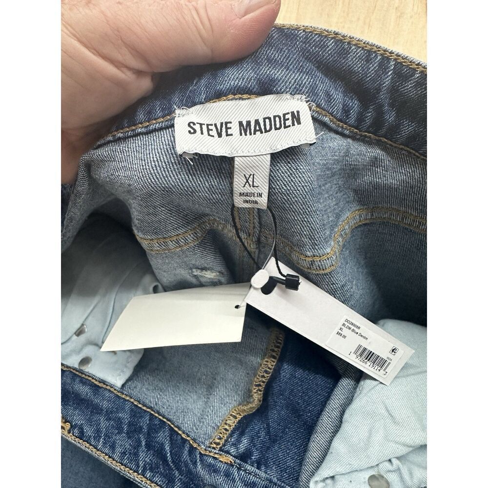 Steve Madden Women’s Jean Denim‎ Skirt Slit XL Midi Blue Pockets Button NWTs $89 - Picture 4 of 5
